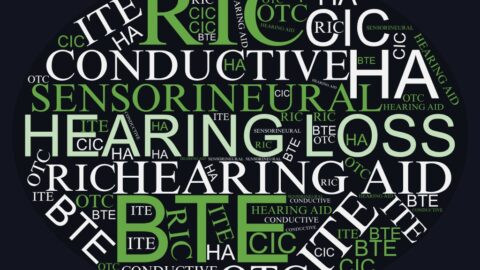 wordcloud (1) word cloud including hearing loss, RIC, BTE, Conductive, ITE, CIC